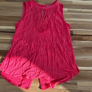 Daniel Rainn Coral Sleeveless Lace Blouse
